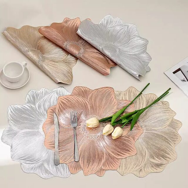 Lotus anti-scalding insulation pad Creative anti-slip decorative plate pad PVC placemat Vase pad Hotel household washable pad