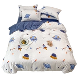 Хлопковый детский комплект, мультяшный пододеяльник для мальчиков, простыня, динозавр, 4 предмета, 3 предмета