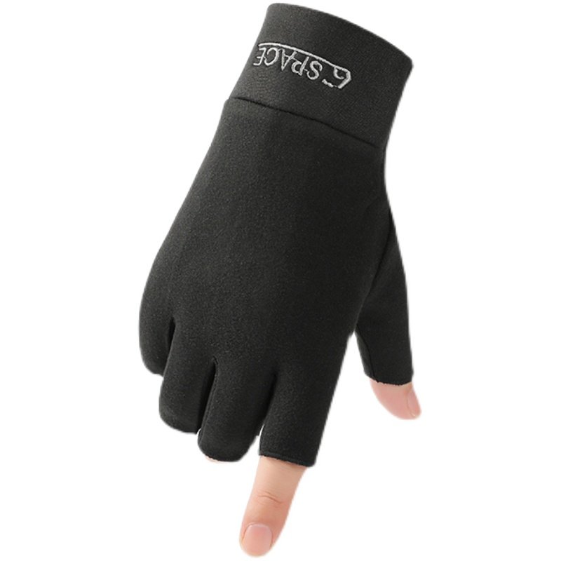 半指手套男士秋冬季德绒保暖薄款加厚时尚开车骑行防风寒露指触屏,淘宝优惠券,粉丝福利购,淘宝优惠卷