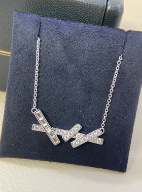 高级感时尚百搭通勤不规则镶钻项链满钻石方糖项链女锁骨链轻奢