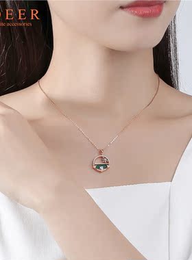 一鹿有你纯银项链女雪花麋鹿吊坠原创小众轻奢2025圣诞礼物送女友