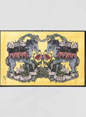 日本Higuchi Yuko樋口裕子 迷你屏风 摆件 马年主题 章鱼猫