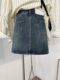 Denim skirt for women in spring and summer 2025 new A-line large pocket skirt retro small hip skirt skirt