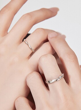 情侣对戒925银简约个性高级感