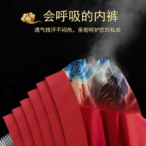 本命年男士内裤防磨腿纯棉平角裤结婚大红生肖红色加长运动四角裤 - 图2