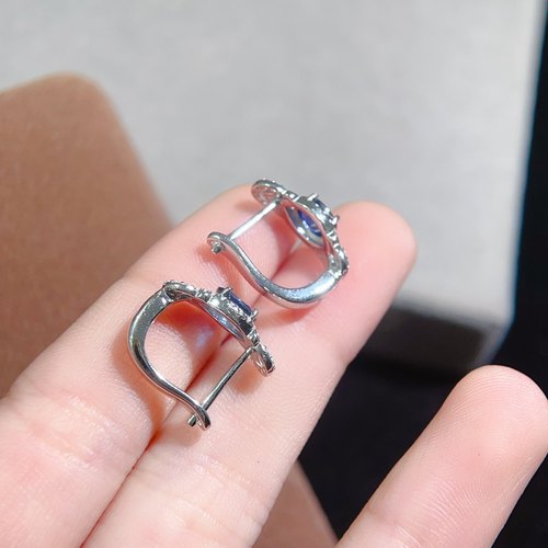 【中国地质大学】天然蓝宝石耳扣 、耳环！经典镶嵌，多角度爆闪 - 图3