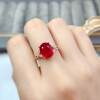 Newly burned ruby ring, s925 silver finely inlaid