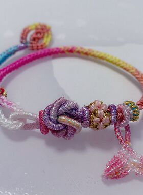 金丝金色手工手链幻彩六股毛线