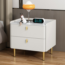 Light extravagant rock plate solid wood bed head cabinet minimalist modern cabinet bedside cabinet bedroom rock plate small three-draw storage cabinet