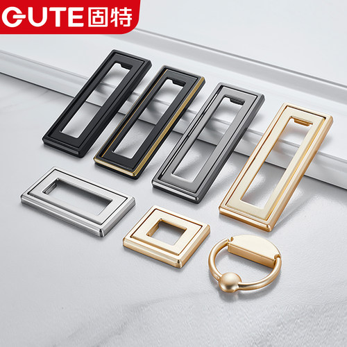 固特翻盖拉手明装橱柜柜门抽屉小拉环圆现代简约小把手隐形暗拉手 - 图0