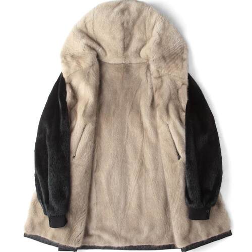 【可抗寒-30度】十字貂内胆派克服中长款连帽尼克服环保皮草外套 - 图2