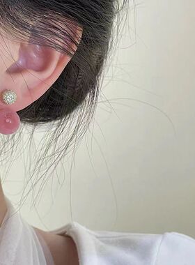 渐变粉色前后戴圆珠耳环