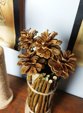 天然树枝编织花篮麻绳手编篮子花瓶花盆麦穗芦苇干花摆件桌面装饰