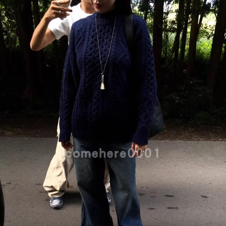 现货速发韩国东大门代购breathe2025秋冬新款温柔麻花纹宽松毛衣-图1