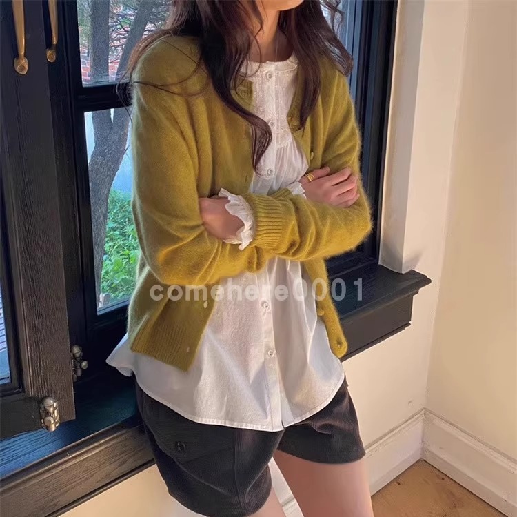 现货速发韩国东大门代购Erume2025秋季新款休闲单排扣针织开衫 - 图1