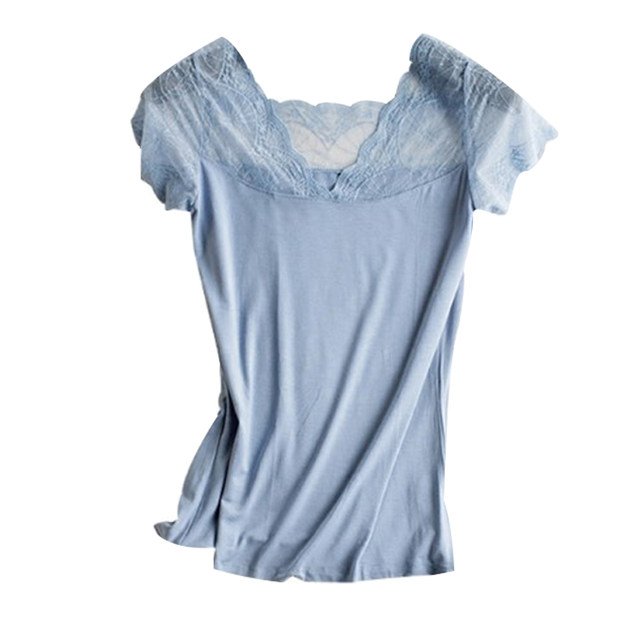 Slim sexy ສັ້ນເສອແຂນສັ້ນ modal lace ສໍາລັບແມ່ຍິງ