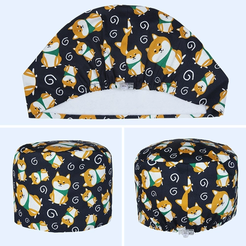 亮羽 Хирургия шляпа женская печать хлопчатобумажной шляпы Доктор Шляпа, шляпа головы, пот -поглощение домашних животных салон Рабочая шляпа