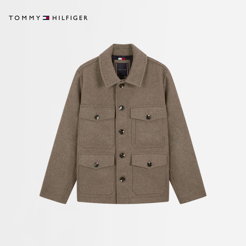 Tommy men's wool-blend lapel coat coat