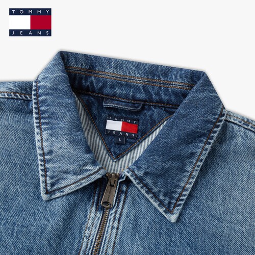 Tommy26秋冬新款男装莱赛尔混纺复古做旧翻领宽松牛仔夹克外套 - 图1