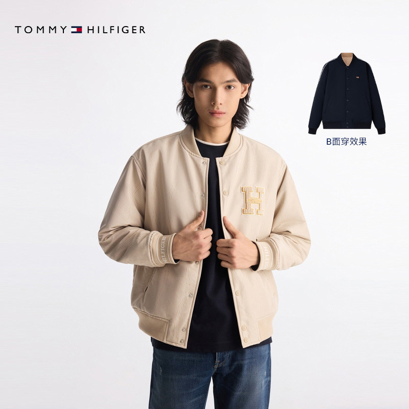 【防泼水】Tommy25春夏新款男装双面穿美式宽松棒球棉服夹克外套,淘宝优惠券,粉丝福利购,淘宝优惠卷