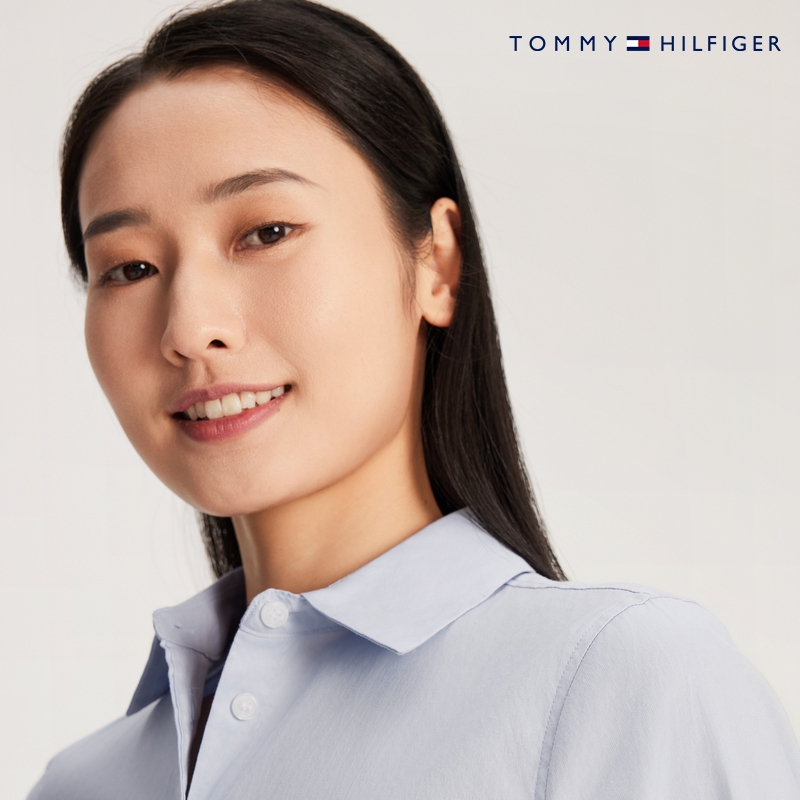 Tommy 24新款春夏女装府绸商务职场休闲小绣标合身衬衫外套37370 - 图2