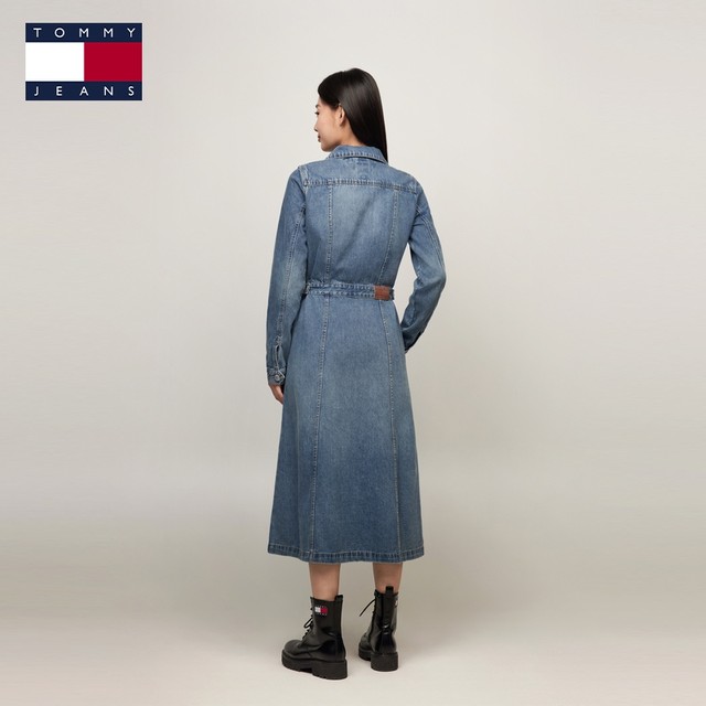 Tommy Women's Cotton Stud Button Denim Long Skirt