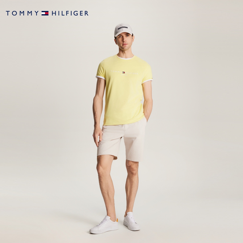 Tommy夏季男装舒适府绸抽绳腰合身版经典商务休闲运动短裤36036