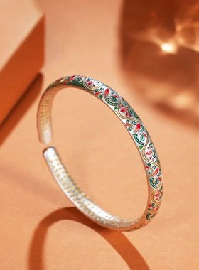 唐草纹琳琅手镯开口新中式