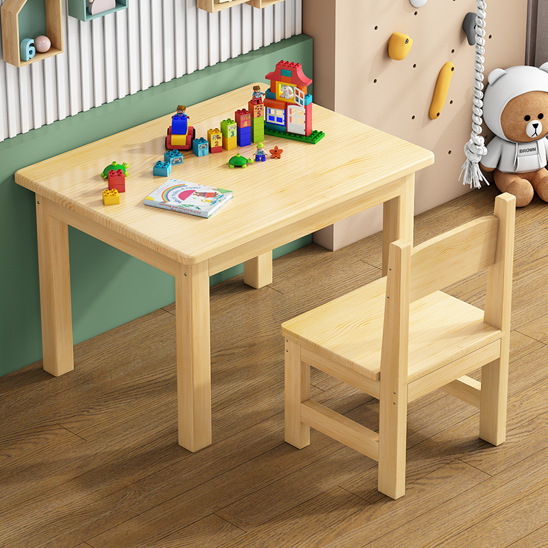 幼儿园宝宝实木桌椅套装儿童课桌椅家用学习书桌早教画画玩具桌子 - 图2