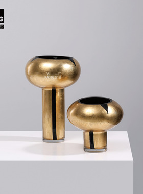 轻奢高级水晶底金箔琉璃花器