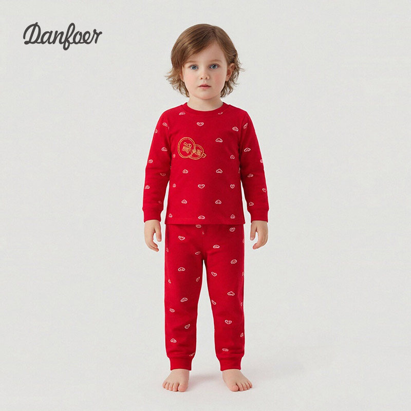 儿童纯棉套装大红色拜年服男女宝宝本命年睡衣周岁秋衣秋裤福葫芦,淘宝优惠券,粉丝福利购,淘宝优惠卷