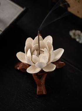 创意非遗陶瓷莲花香插山花茶香座