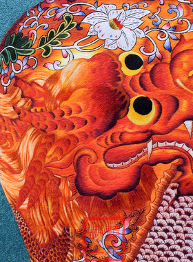 78*98顾氏家族精品苏绣红龙瓶 新中式客厅书房商务送礼装饰挂画小