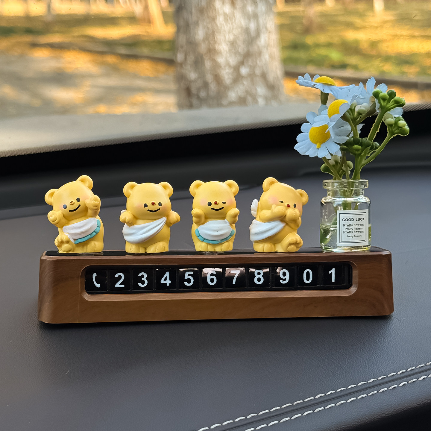 2025款黄油小熊挪车电话牌双号汽车临时停车号码牌摆件创意移车牌,淘宝优惠券,粉丝福利购,淘宝优惠卷