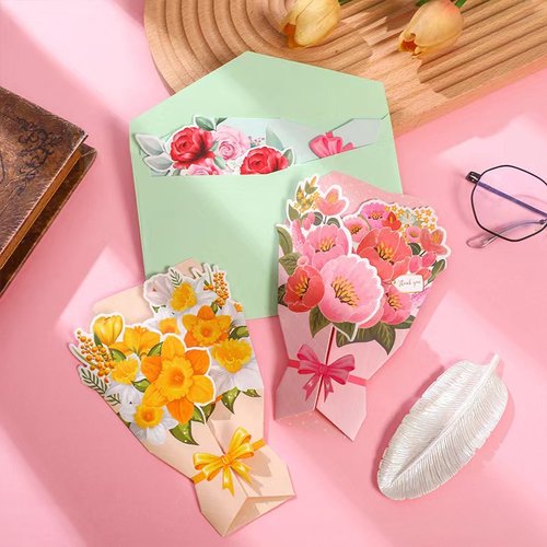 母亲节贺卡创意diy立体花束小卡片生日护士节520祝福手写感谢卡 - 图1