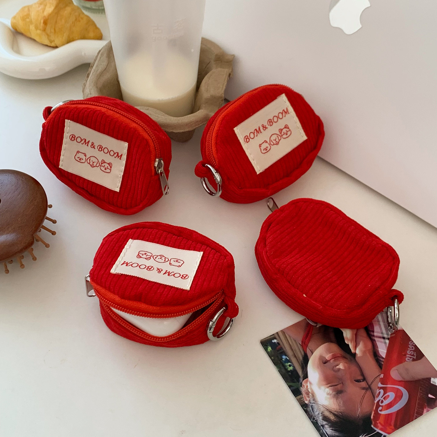 复古灯芯绒零钱包女随身便携小包包可挂口红杂物收纳包迷你化妆包,淘宝优惠券,粉丝福利购,淘宝优惠卷