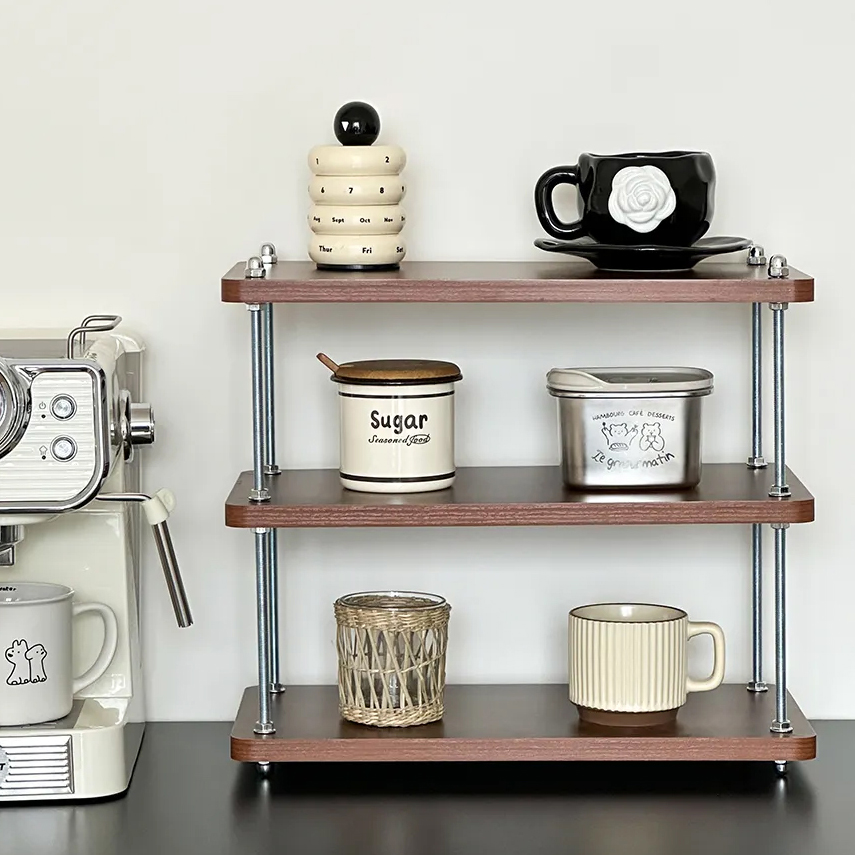 中古风杯架桌面置物架杯子收纳架子餐桌台面工位水杯茶具桌上小型 - 图1