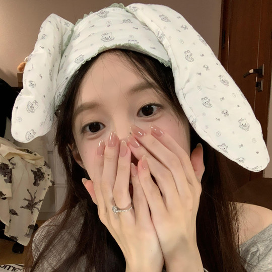 Cute! Sweet girl girly bunny ears lace eye mask female ins style cartoon two-dimensional sleep blackout sleep