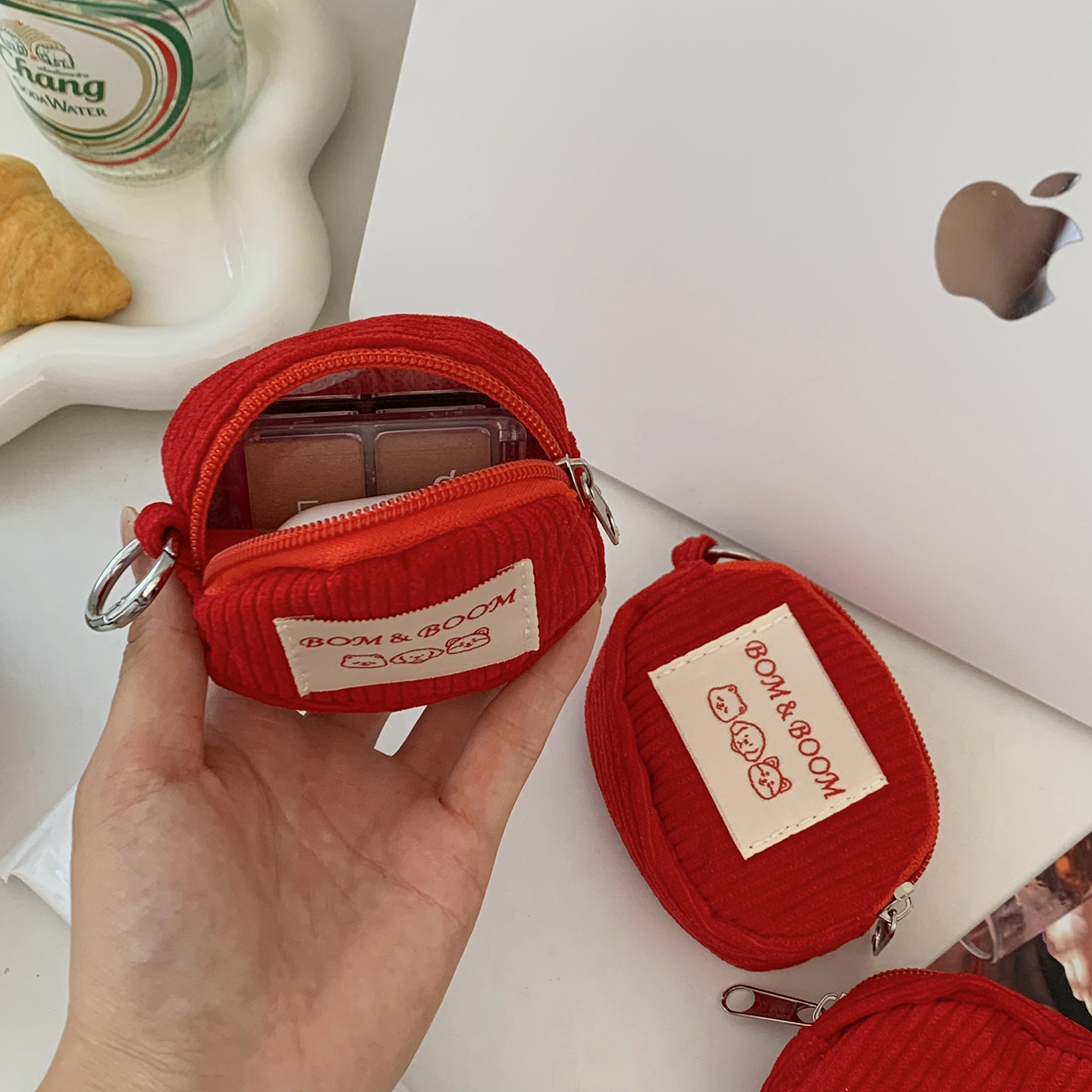 复古灯芯绒零钱包女随身便携小包包可挂口红杂物收纳包迷你化妆包,淘宝优惠券,粉丝福利购,淘宝优惠卷