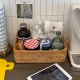 Retro rattan storage basket ins desktop storage box rectangular cosmetics finishing box tea table miscellaneous storage basket
