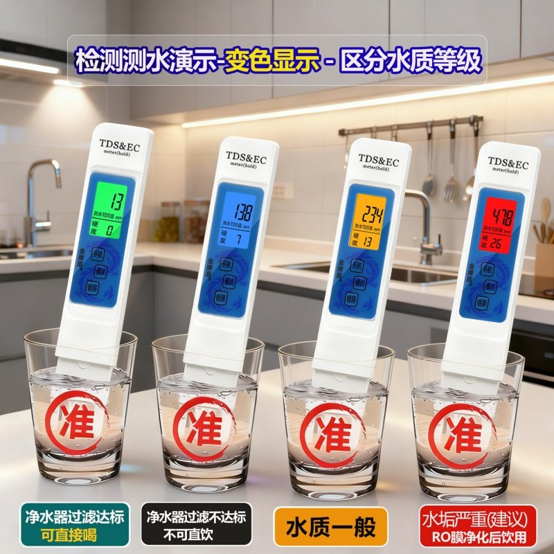 高精度水质变四色预警TDS检测笔家饮用纯净自来水硬度测试笔仪器,淘宝优惠券,粉丝福利购,淘宝优惠卷