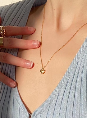 锁骨链ins纯银女金项链爱心形