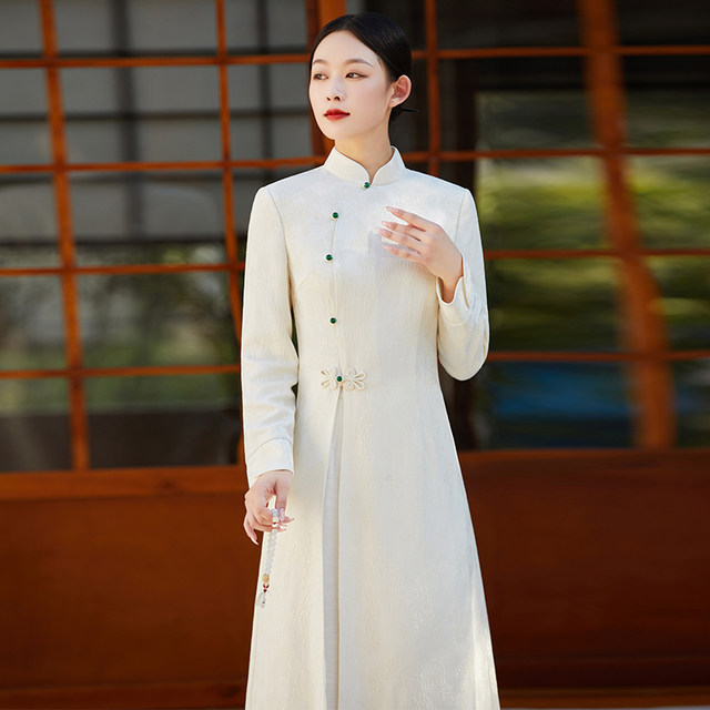 Improve the new Chinese -style Zen cheongsam women's clothing set work clothes Hanfu Guofeng Tea Artist clothing tea clothing female spring and autumn