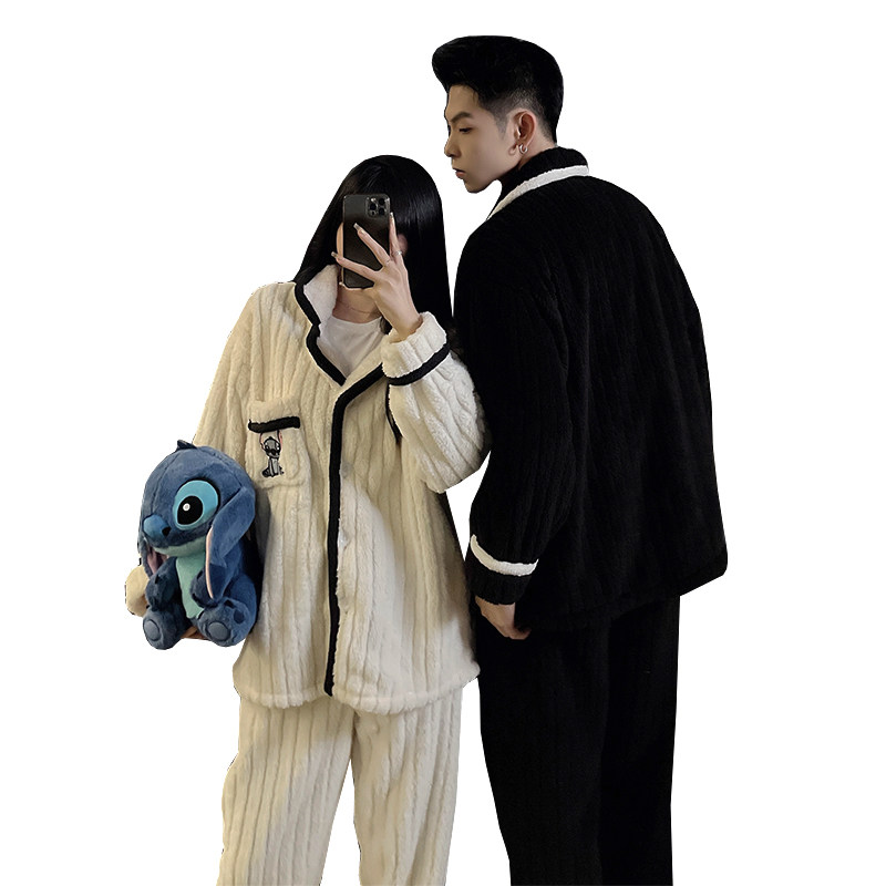 珊瑚绒情侣睡衣女秋冬季加厚2025新款可爱史迪仔大码男士冬天套装,淘宝优惠券,粉丝福利购,淘宝优惠卷
