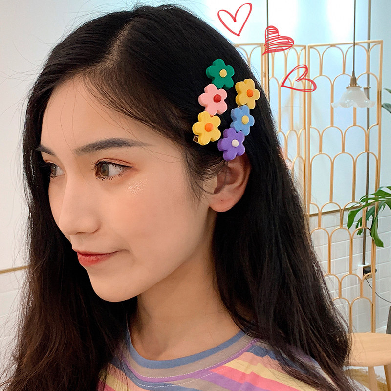 泫雅风糖果彩色软陶小花网红一字夹 莎拉娜发饰