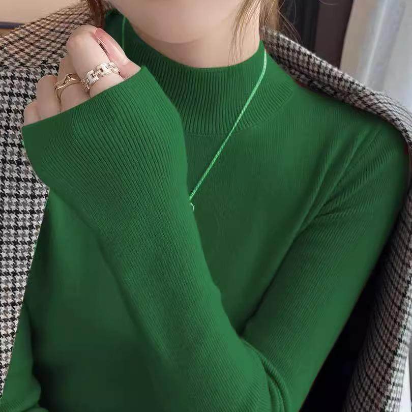 安哥拉红长袖女秋冬修身半高领洋气显瘦羊毛针织衫打底高级感上衣,淘宝优惠券,粉丝福利购,淘宝优惠卷