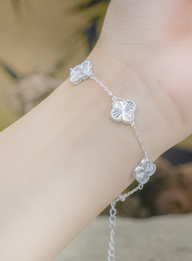 足银999幸运四叶草五花手链