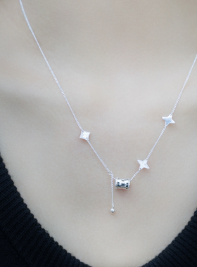 足银999星星流苏小蛮腰项链女