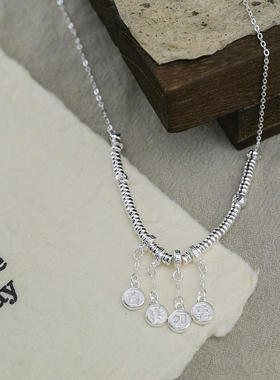 足银999吉祥如意盘缠项链女锁骨