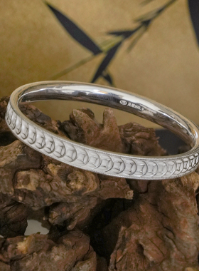 足银999新款钱多多实心纯银手镯